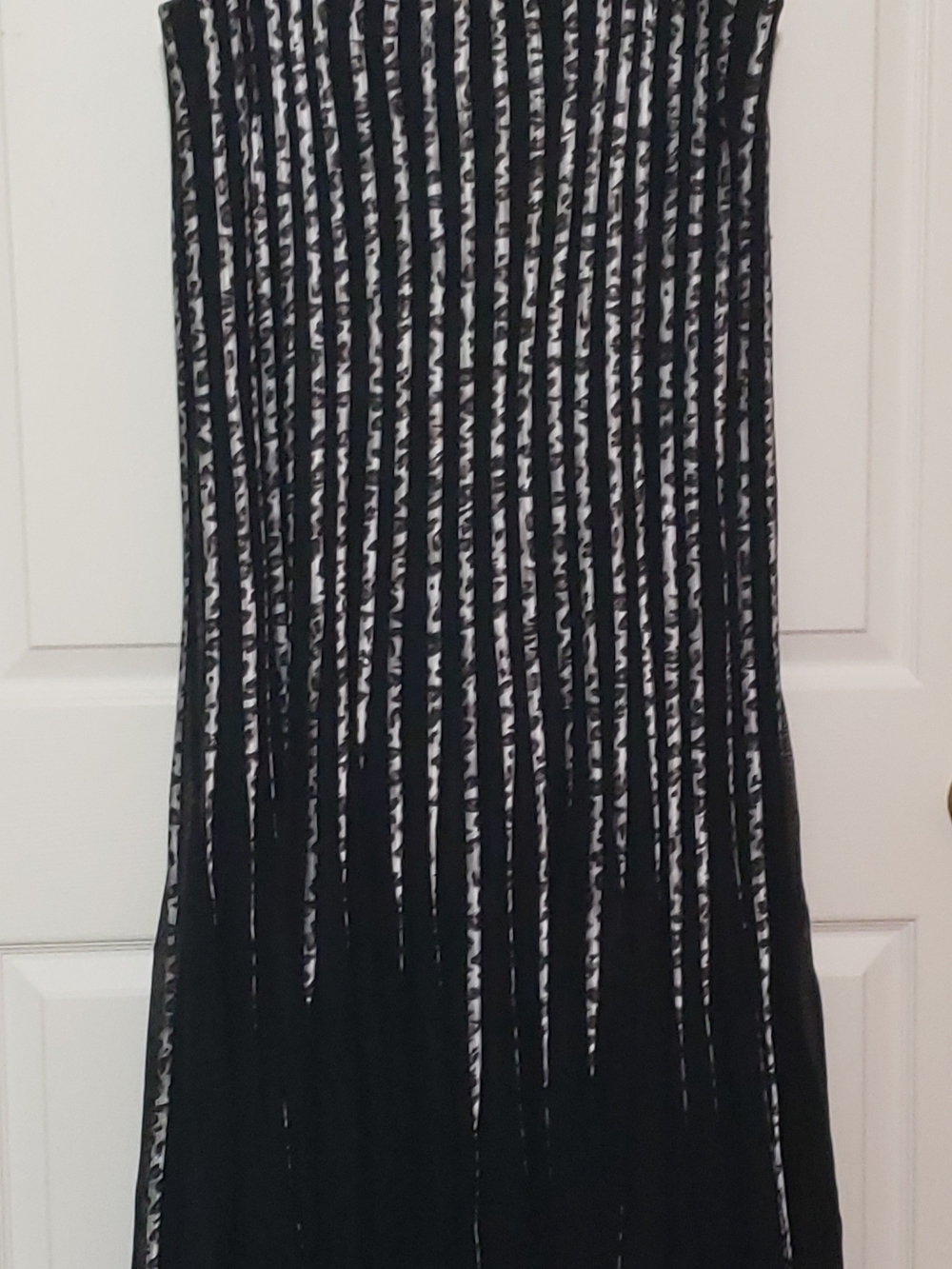Betsy & Adam Black Animal Print  Striped Midi Dress